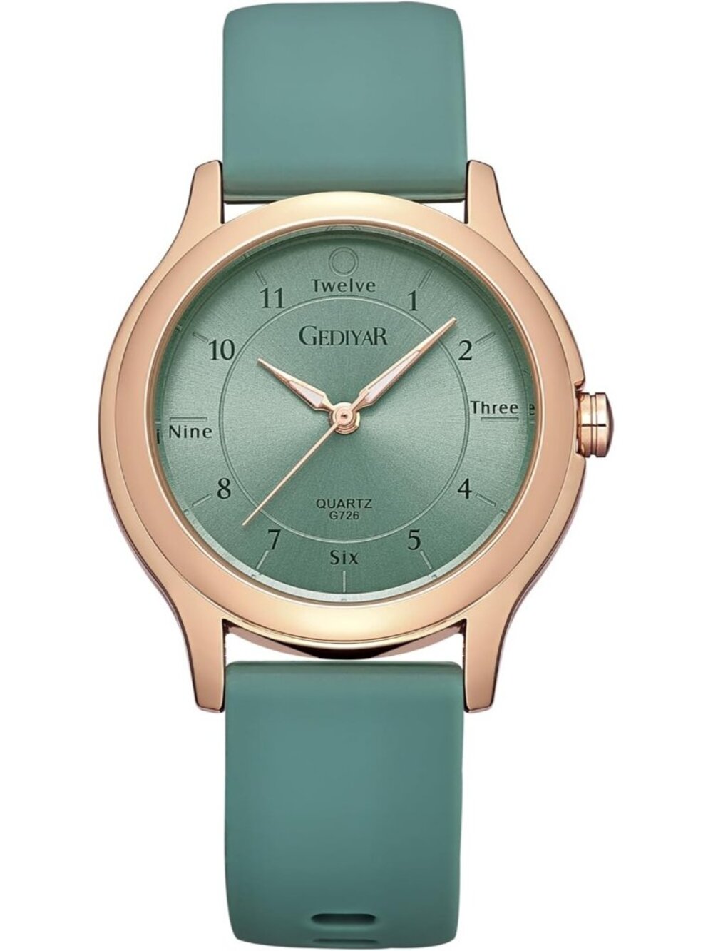 Women's Green Analog Quartz Rubber Silicone Band Waterproof Nursing Wrist Watch
